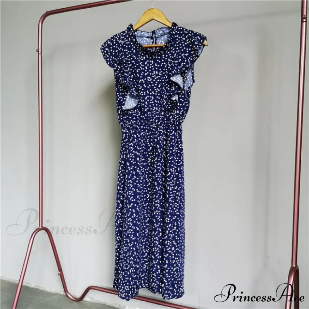 New Butterfly Sleeve Ruffles Medium Long Dress - Image 17