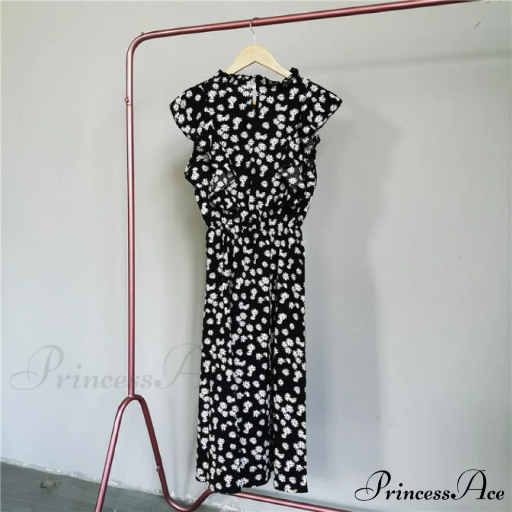 New Butterfly Sleeve Ruffles Medium Long Dress - Image 18