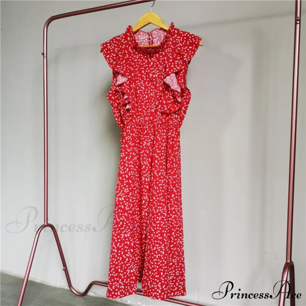 New Butterfly Sleeve Ruffles Medium Long Dress - Image 19