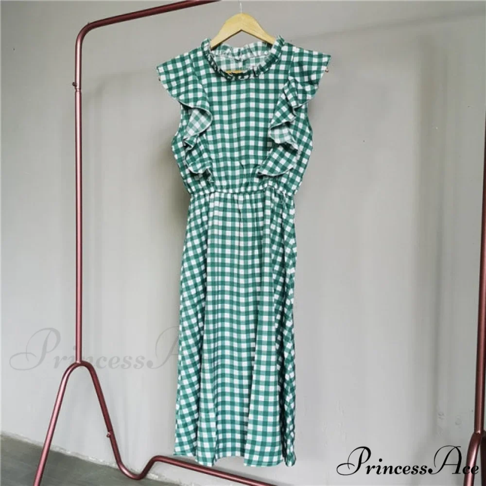 New Butterfly Sleeve Ruffles Medium Long Dress - Image 21