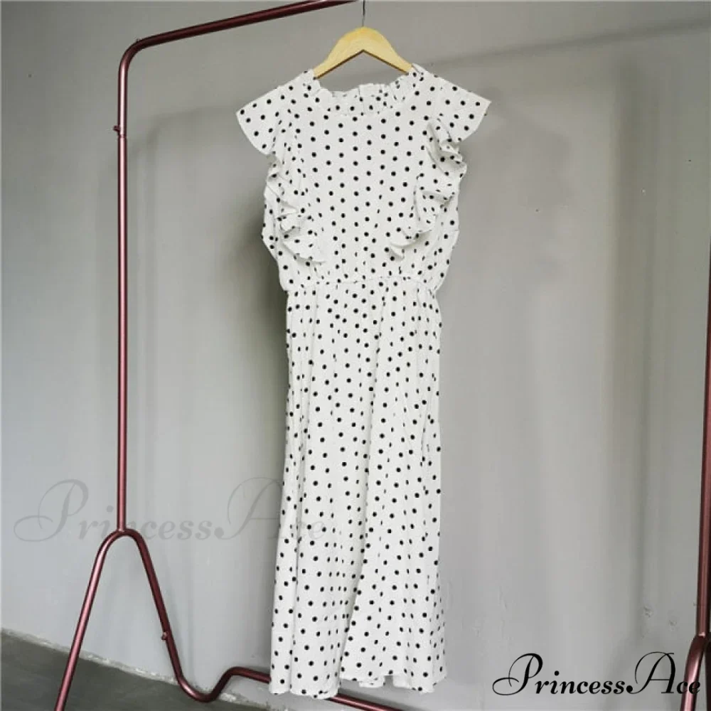 New Butterfly Sleeve Ruffles Medium Long Dress - Image 3
