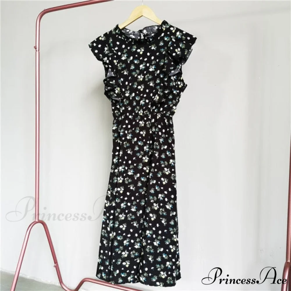 New Butterfly Sleeve Ruffles Medium Long Dress - Image 5
