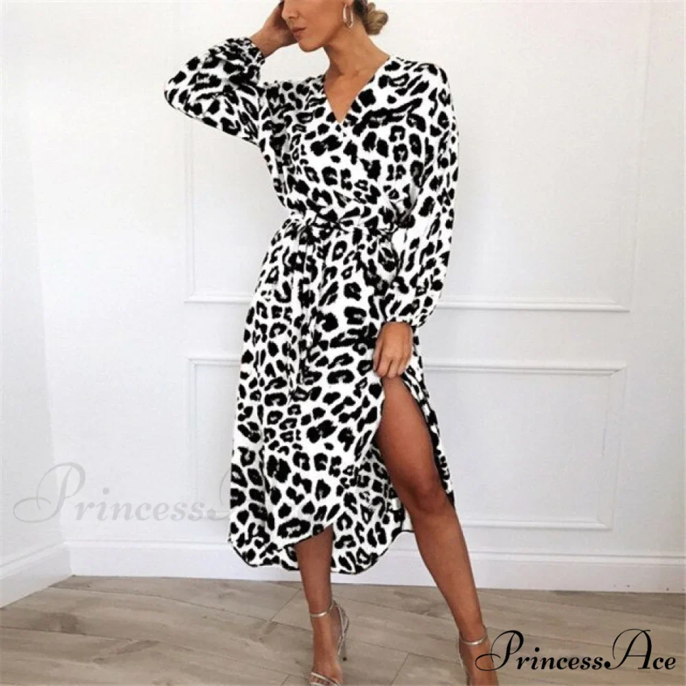 Fashion Sexy Leopard V-Neck Sling Maxi Dresses - Image 8