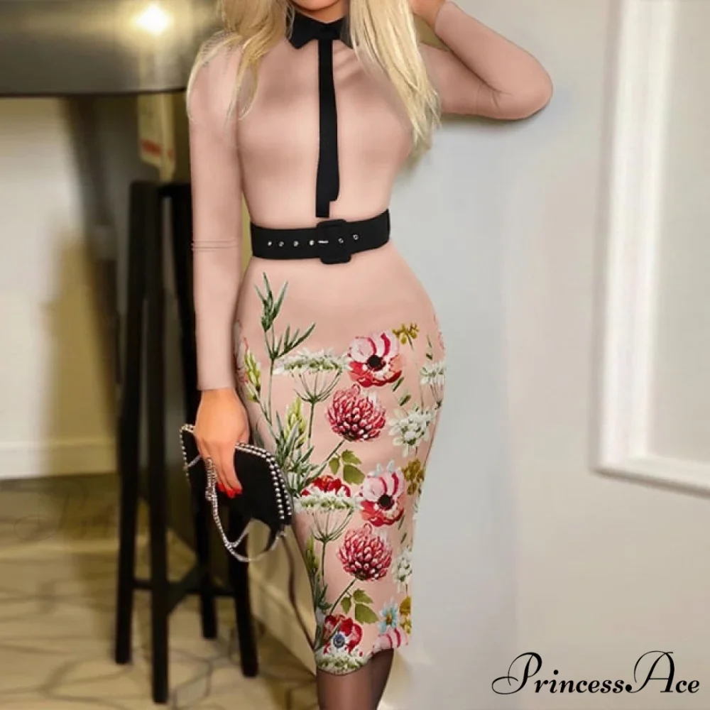 Long Sleeve Slim Fitness Elegant A Line Pencil Dresses - Image 4