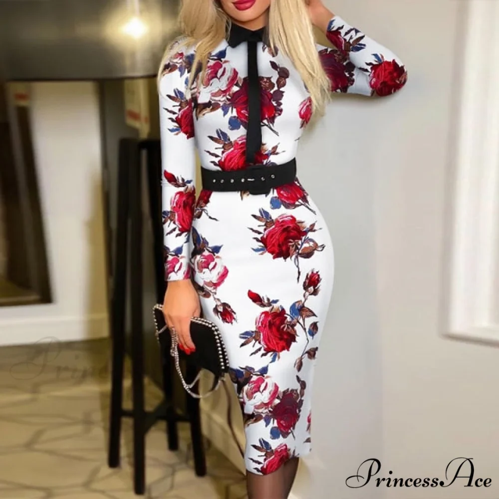 Long Sleeve Slim Fitness Elegant A Line Pencil Dresses - Image 9