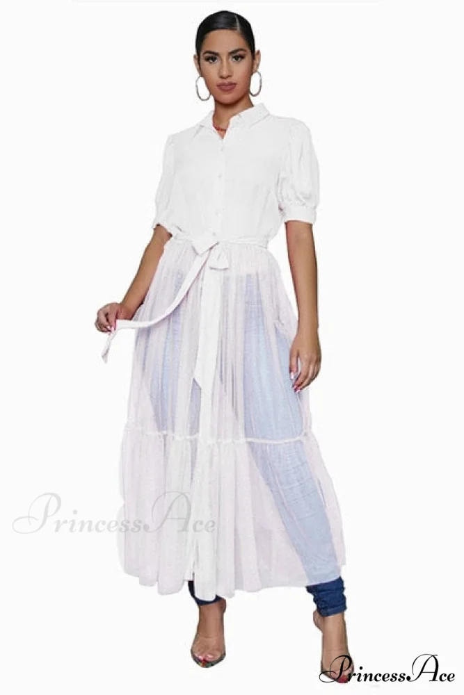Ladies Long Solid Color Casual Dress - Image 2