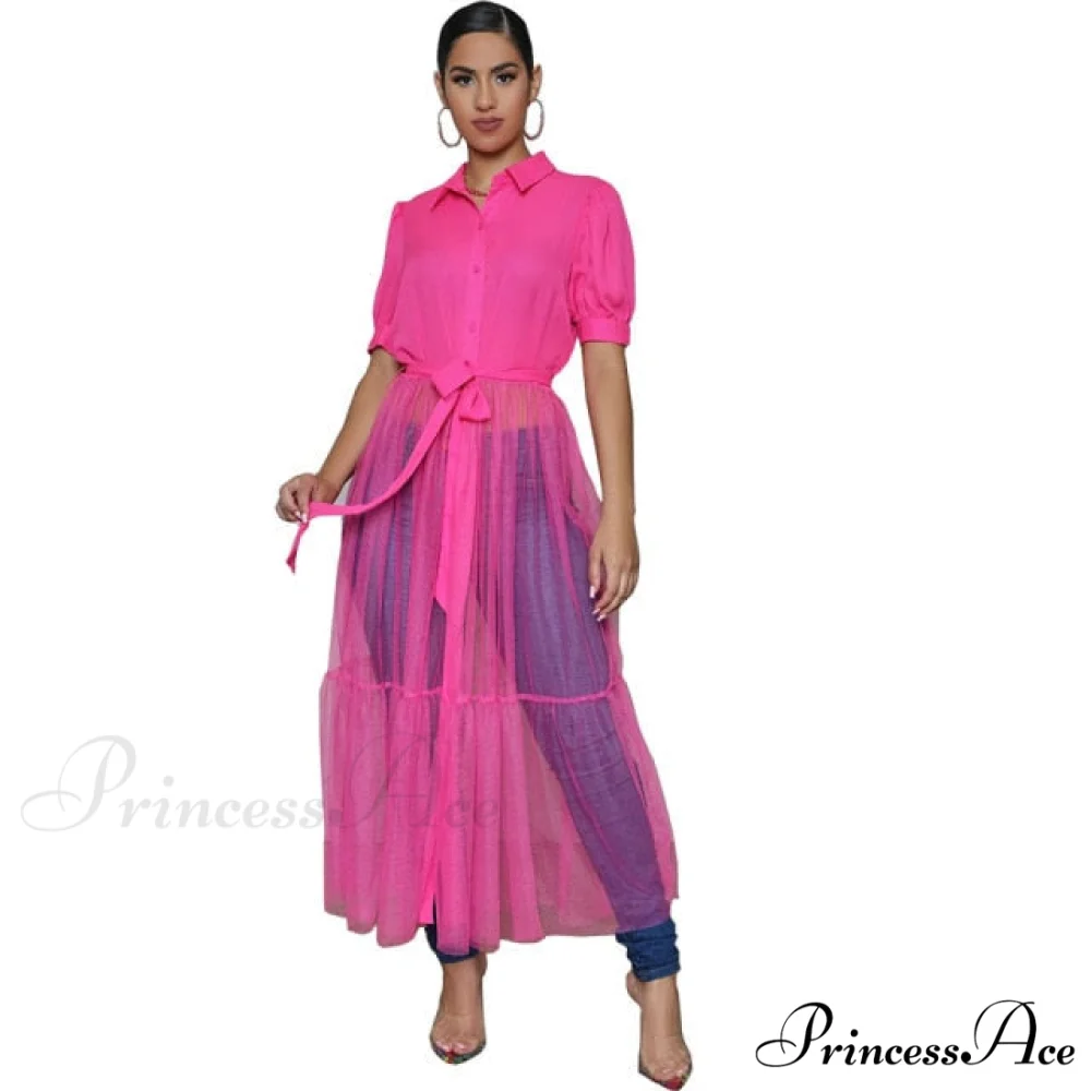Ladies Long Solid Color Casual Dress - Image 4