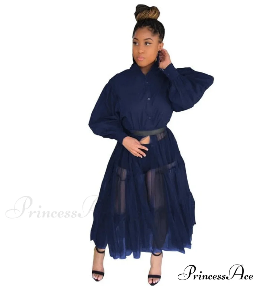Ladies Long Solid Color Casual Dress - Image 5