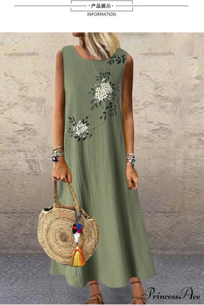 Midi Casual Linen Loose Sleeveless Maxi Dress - Image 2