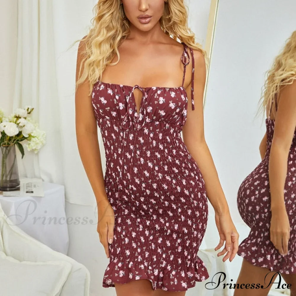 Sexy Spaghetti Straps Pleated Ruched Dresses - Image 9