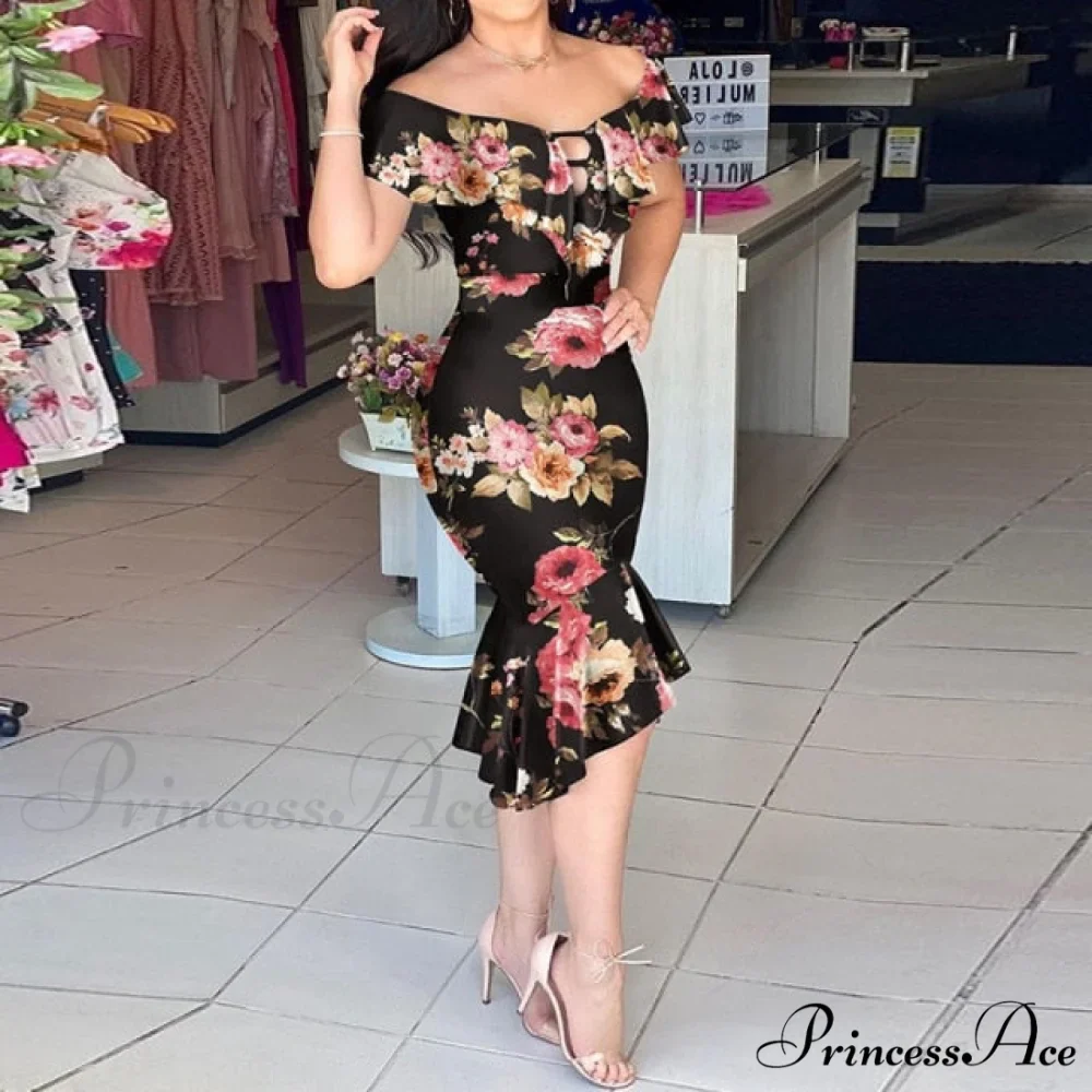 Off Shoulder Bodycon Mermaid Ruffle Dress - Image 10