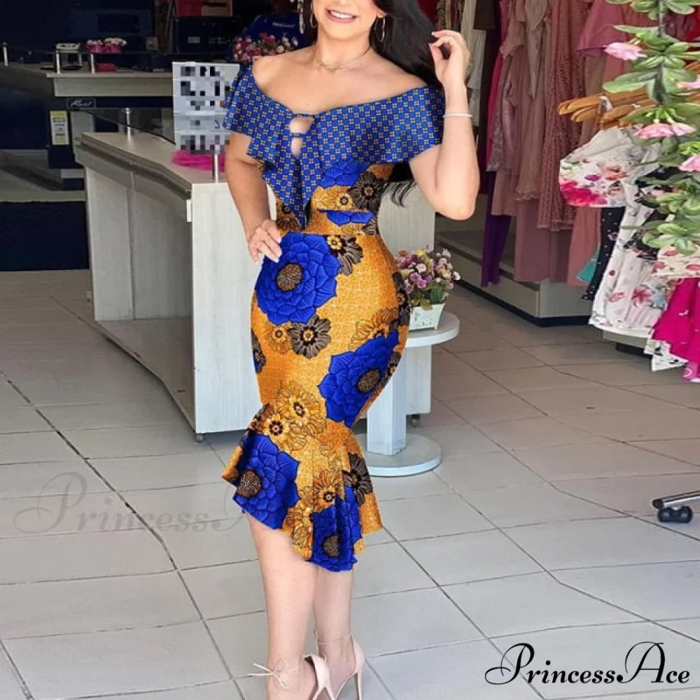 Off Shoulder Bodycon Mermaid Ruffle Dress - Image 11