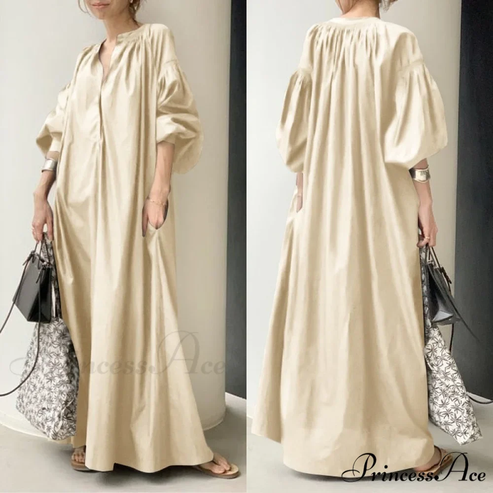Casual Lantern Sleeve Maxi Sundress - Image 2