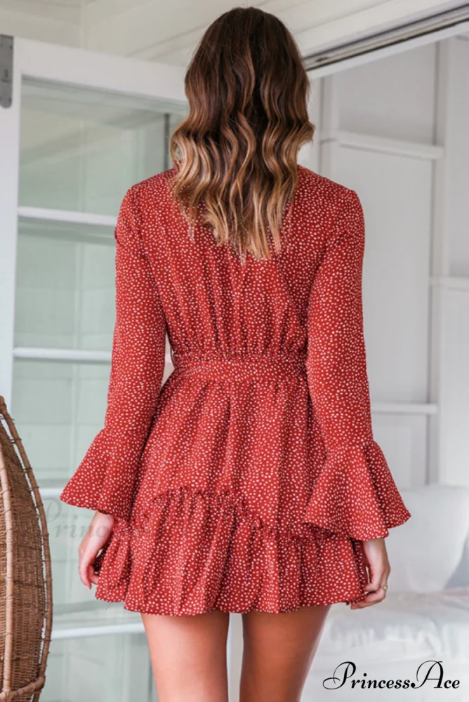 Long Sleeve Sexy Flower Printed Mini Dresses - Image 4