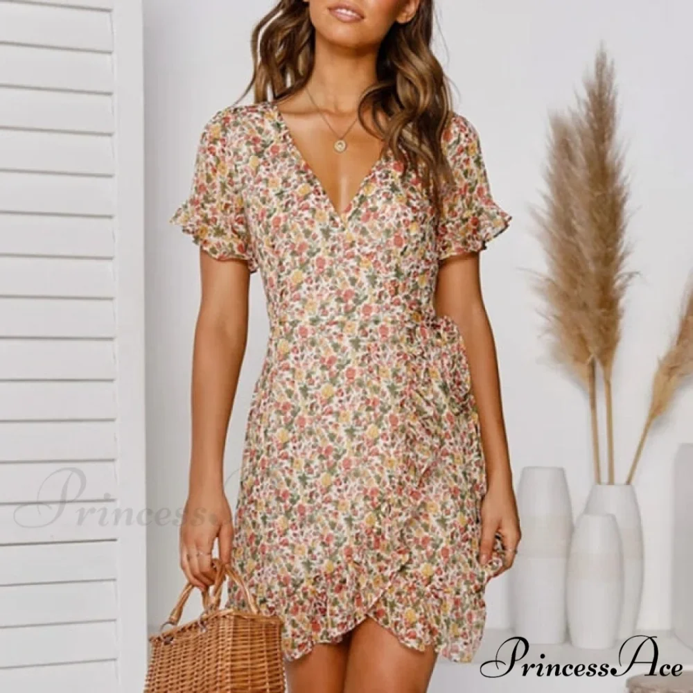 Long Sleeve Sexy Flower Printed Mini Dresses - Image 5