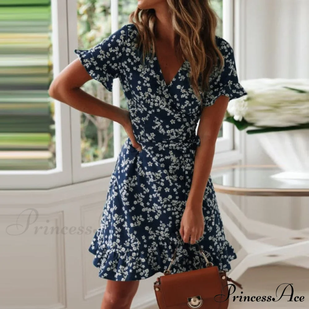 Long Sleeve Sexy Flower Printed Mini Dresses - Image 8