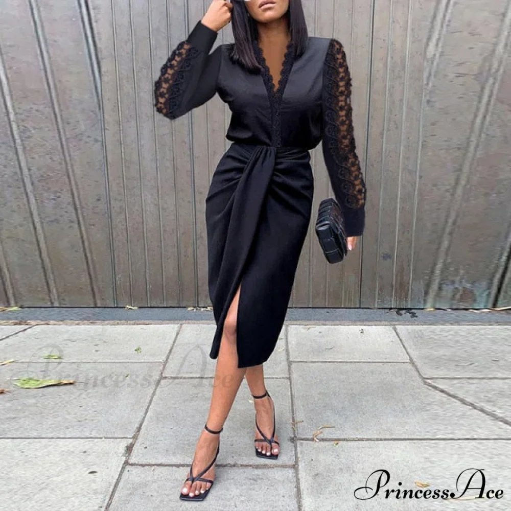 Sexy Hollow Out Lace Party Dress - Image 3