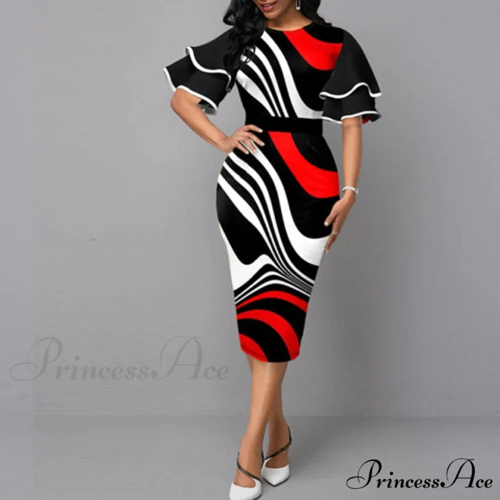 Sexy Ruffle Sleeves Slim Fit Bodycon Dress - Image 2