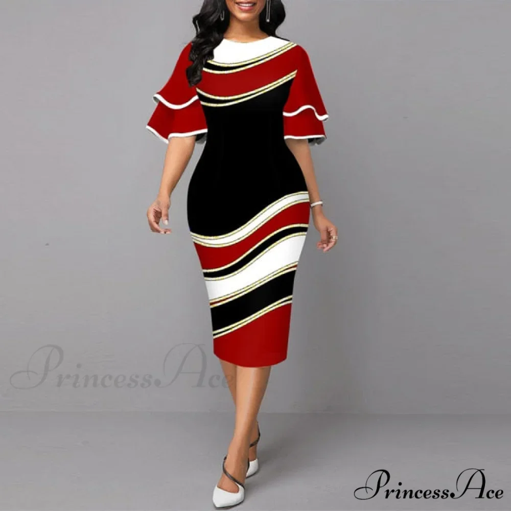 Sexy Ruffle Sleeves Slim Fit Bodycon Dress - Image 3