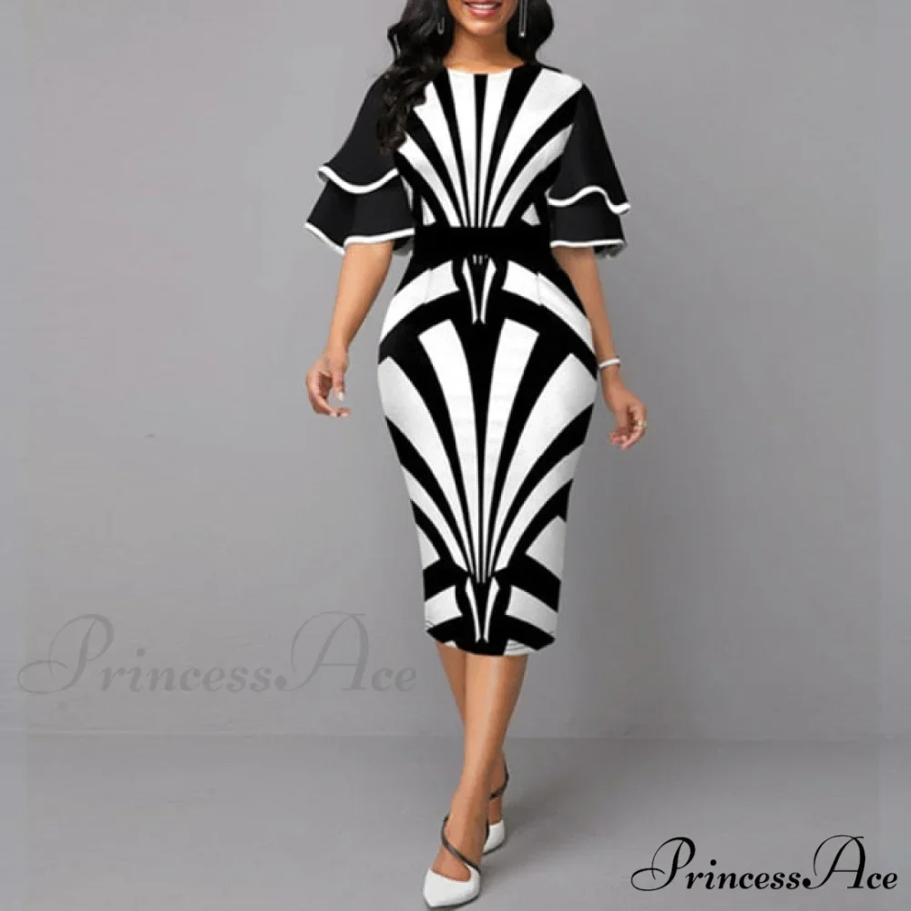 Sexy Ruffle Sleeves Slim Fit Bodycon Dress - Image 4