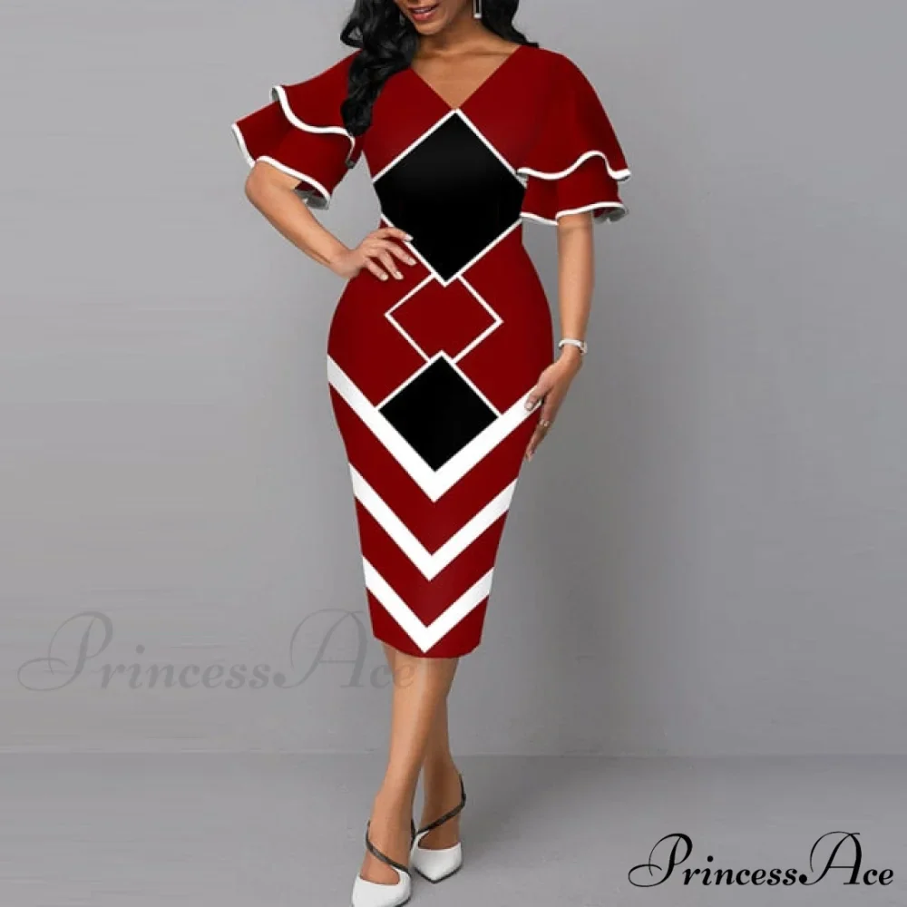 Sexy Ruffle Sleeves Slim Fit Bodycon Dress - Image 9