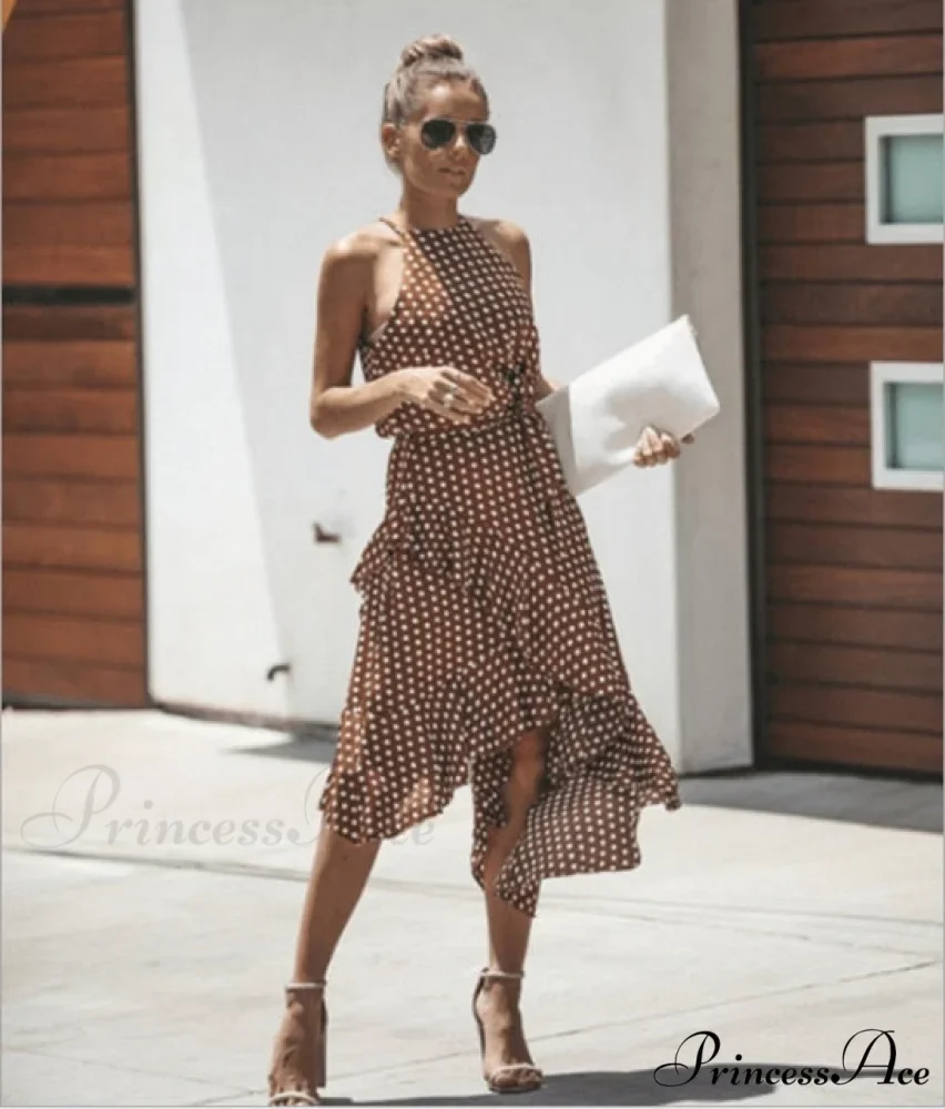 Ruffles Halter Irregular Lace Up Dress - Image 9