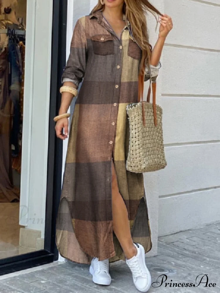 Checked Plaid Robe Maxi Beach Dress - Image 7