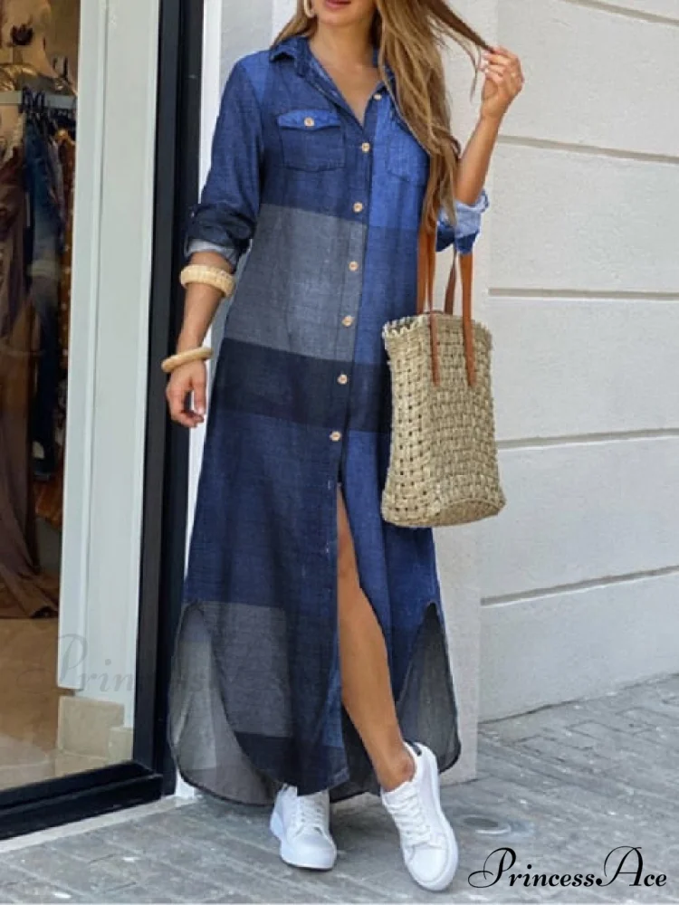 Checked Plaid Robe Maxi Beach Dress - Image 9