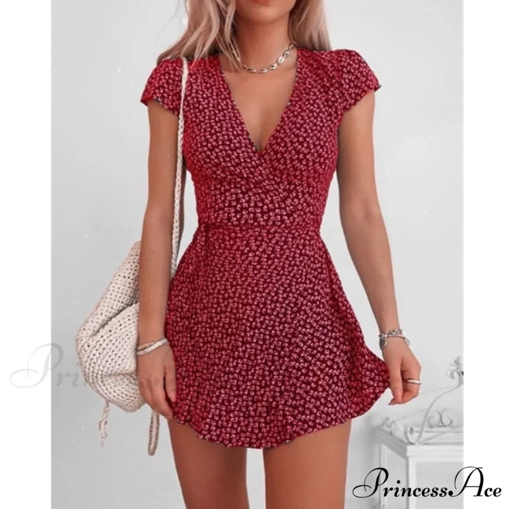Short Sleeve Sexy V-neck Dresses - Image 3
