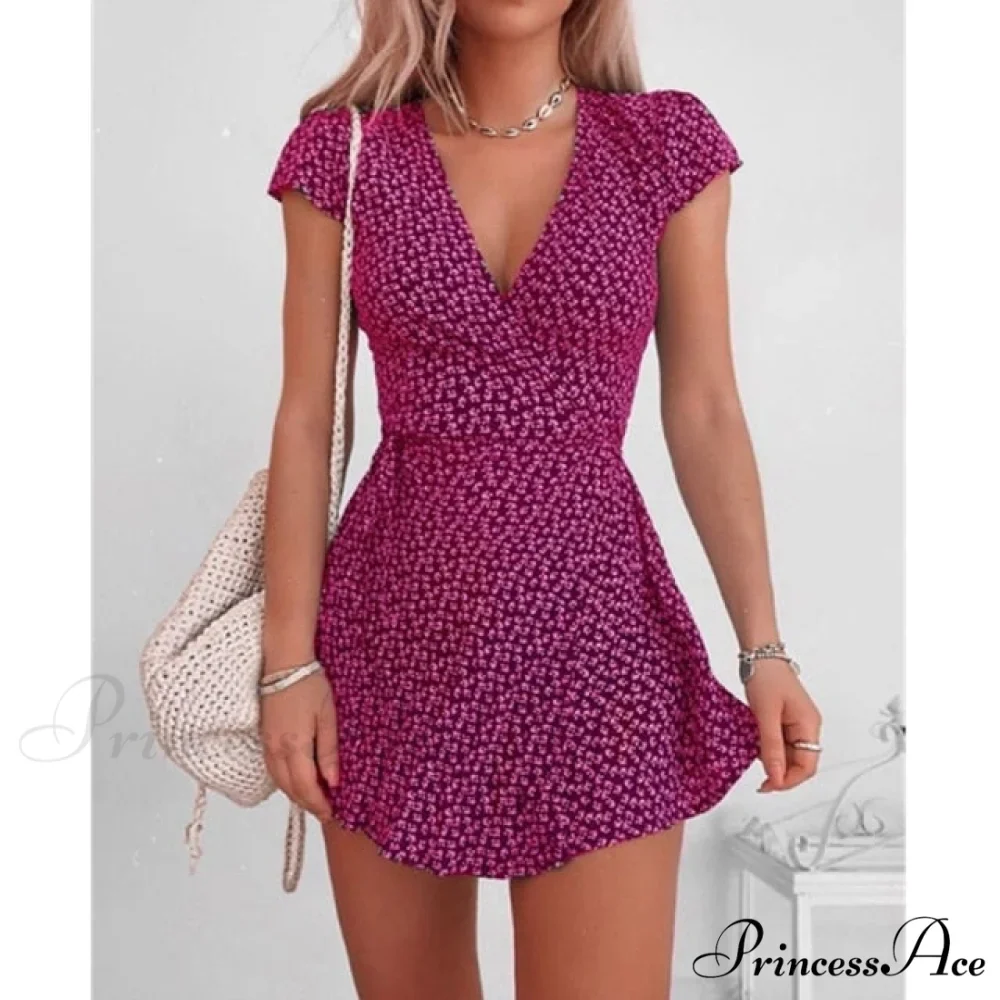 Short Sleeve Sexy V-neck Dresses - Image 5