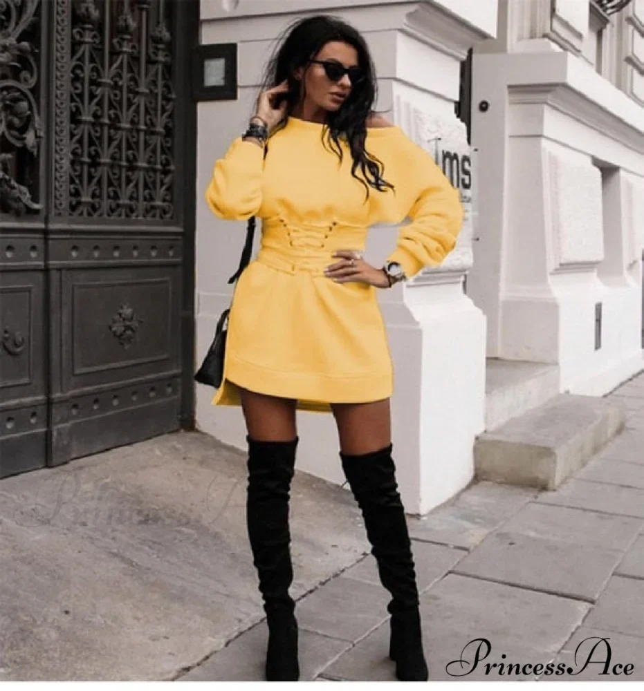 Sexy Slim High Waist Lace Up Mini Dress - Image 4