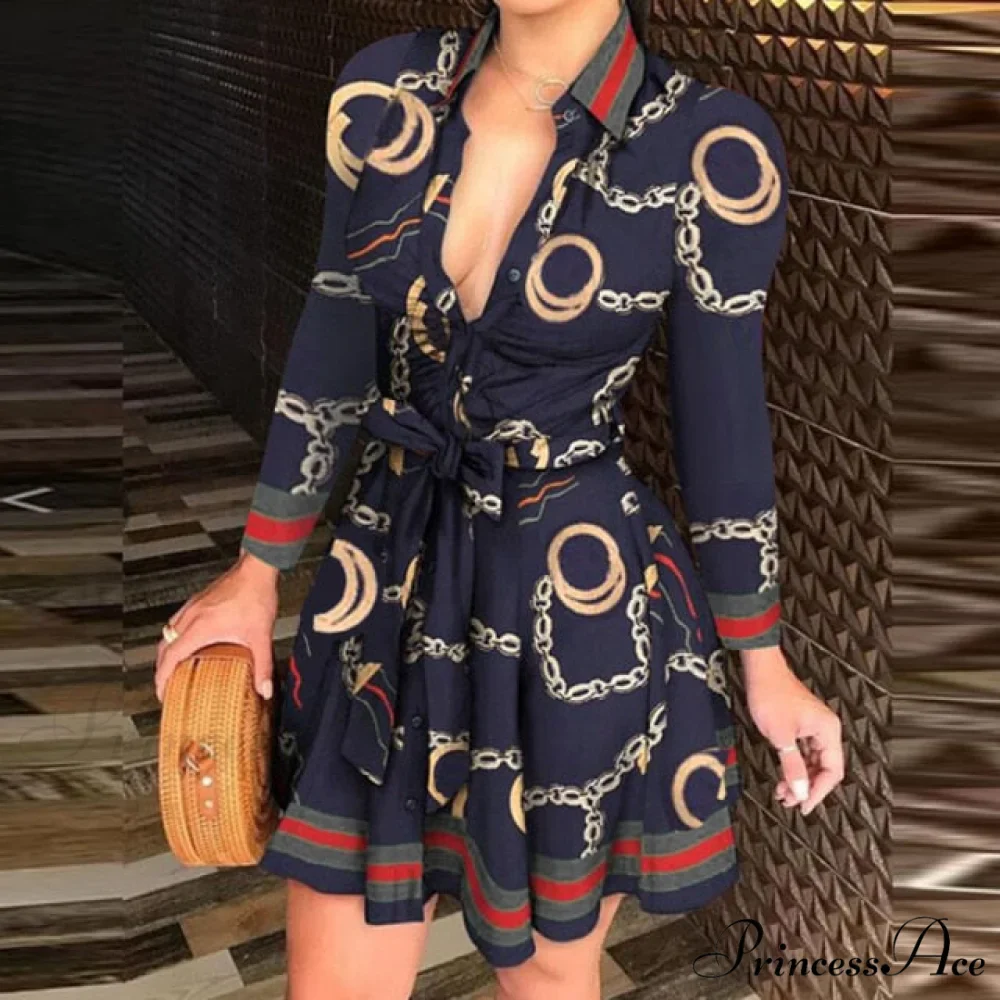 Elegant Turn-down Collar Long Sleeve Party Dresses - Image 4