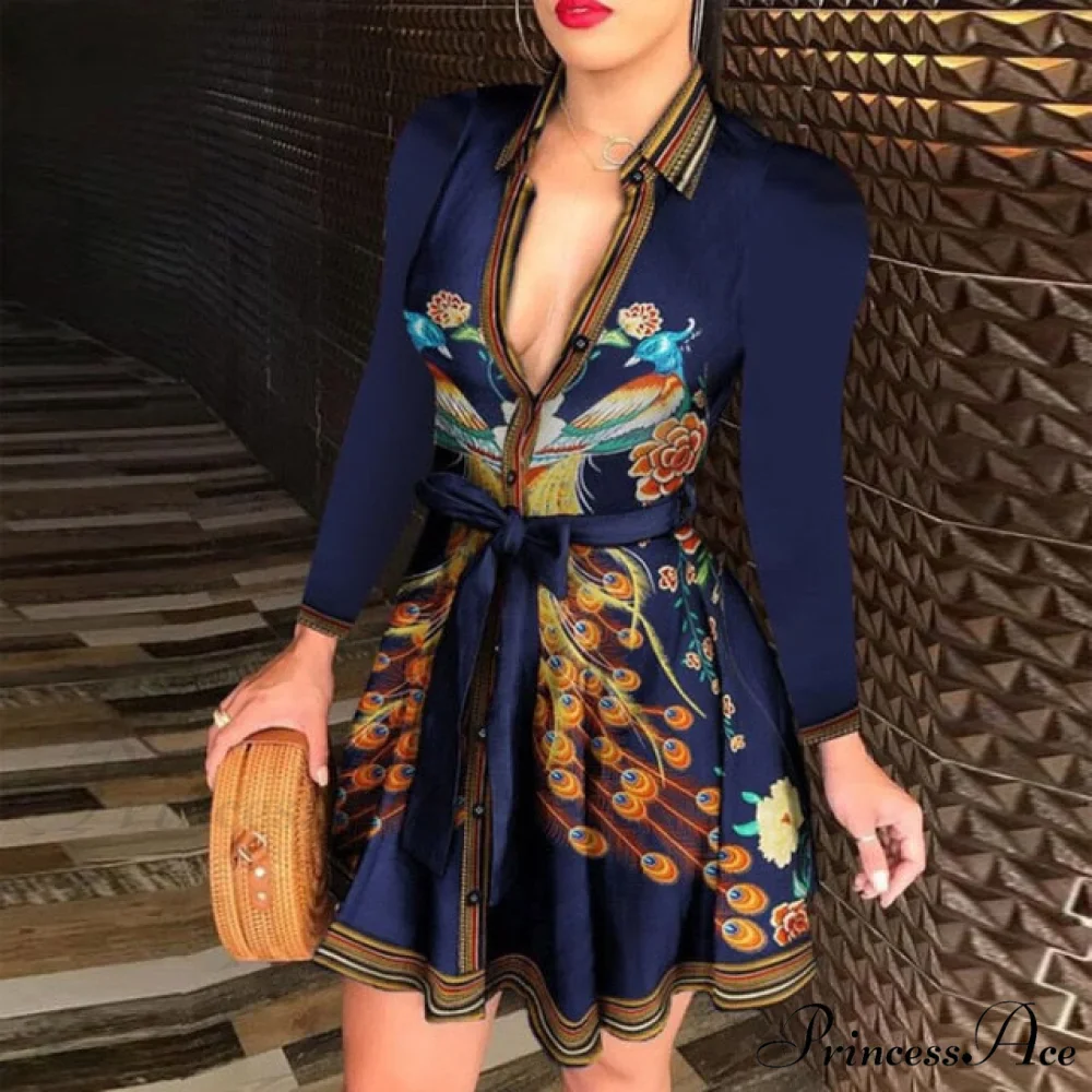 Elegant Turn-down Collar Long Sleeve Party Dresses - Image 5