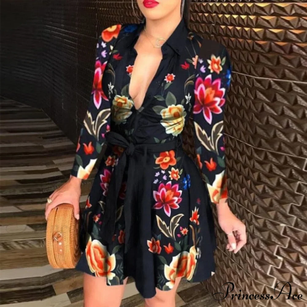 Elegant Turn-down Collar Long Sleeve Party Dresses - Image 6