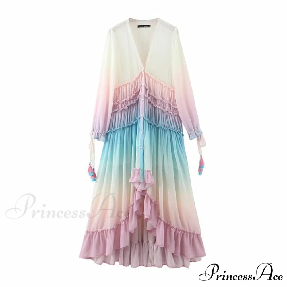 Bohemian Printing Gradient Elegant Maxi Dress - Image 3