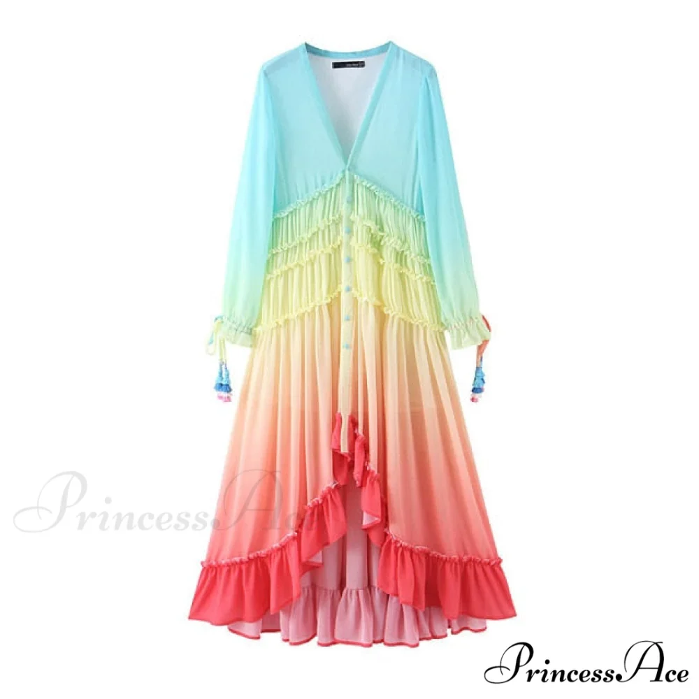 Bohemian Printing Gradient Elegant Maxi Dress - Image 5