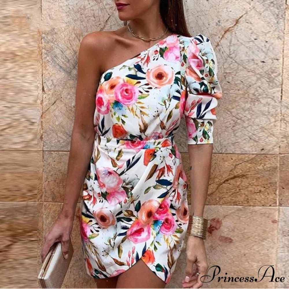 Women One Sleeve Plunge Summer Dress - Image 3