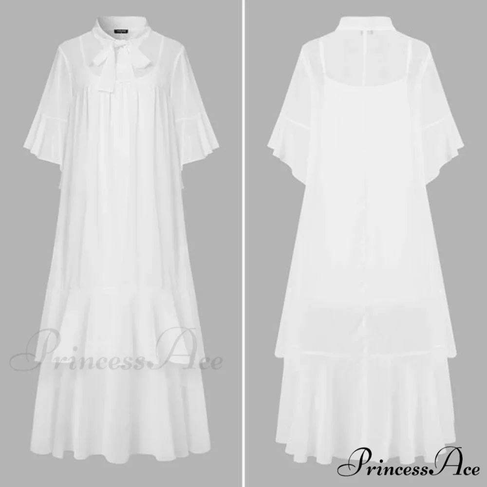 Flare Sleeve Pleated Ruffled Long Maxi Dress - Image 2