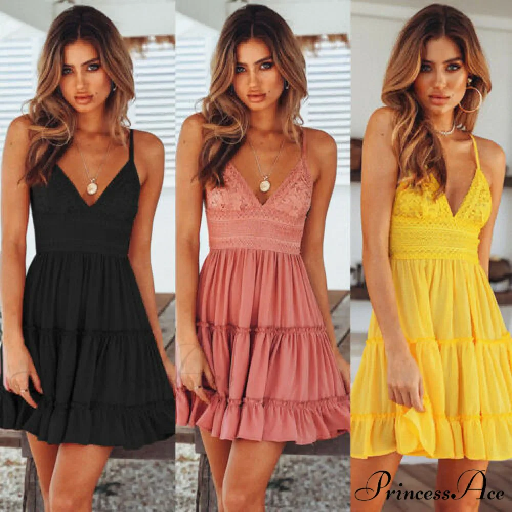 V Neck High Waist Evening Party Beach Dresses - Image 2