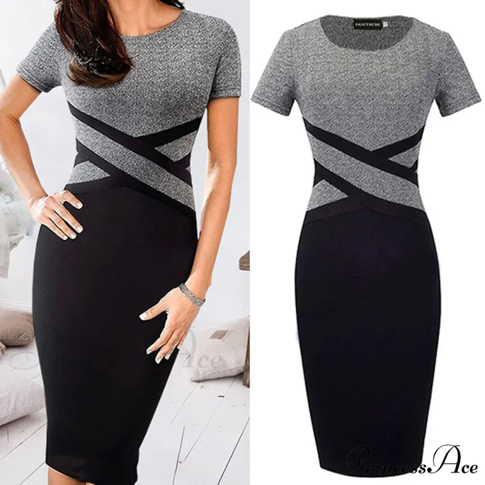Sexy Slim Party Short Sleeve O-neck Midi Dress - Image 2