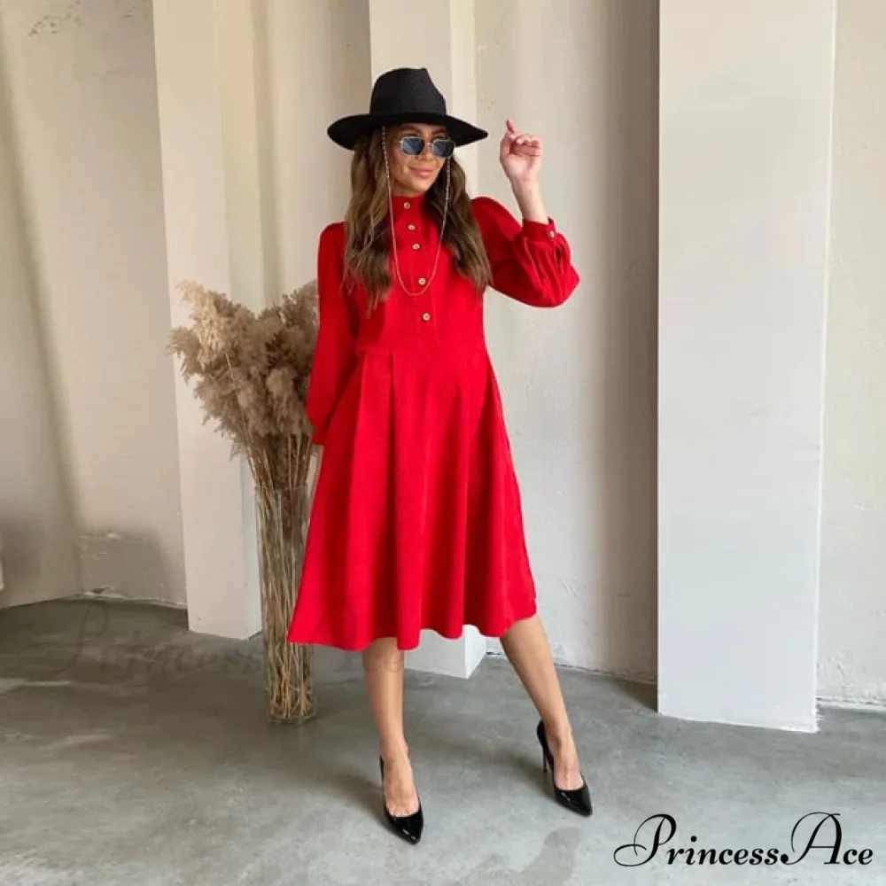 Vintage A-Line Party Midi Dress - Image 4