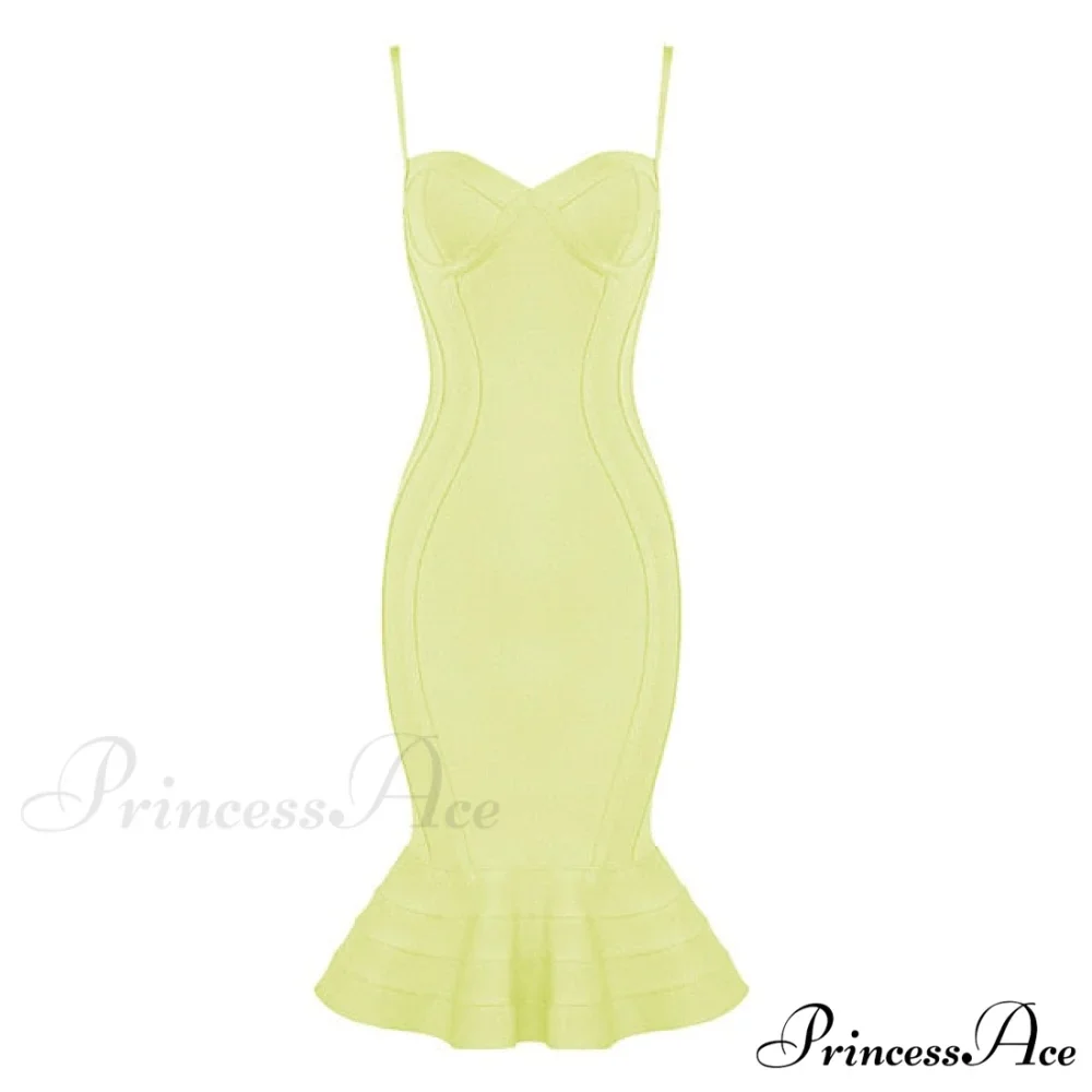 Pink Yellow Knee Length Rayon Bandage Dress - Image 5