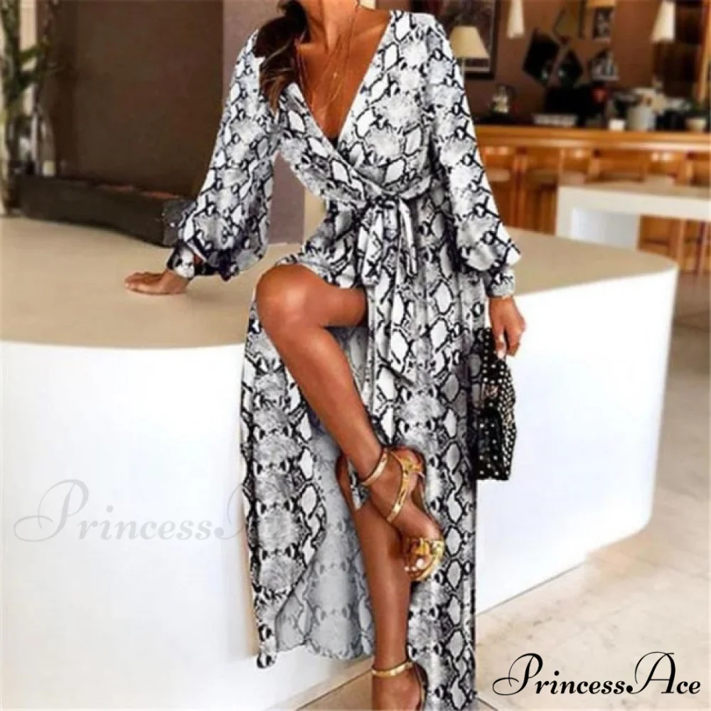 Sexy Glitter Deep V Neck Print Party Dress - Image 2