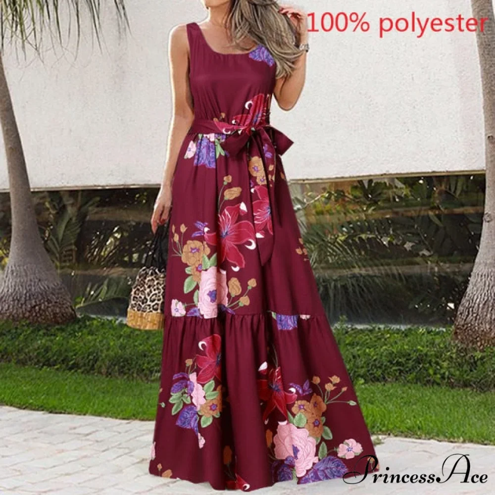 Sexy Party Maxi Sleeveless Floral Print Dress - Image 15