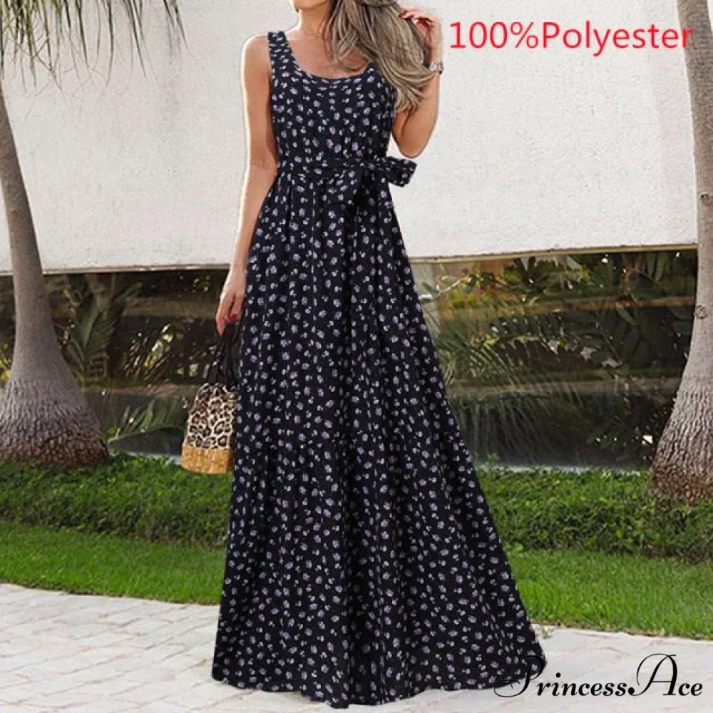 Sexy Party Maxi Sleeveless Floral Print Dress - Image 17