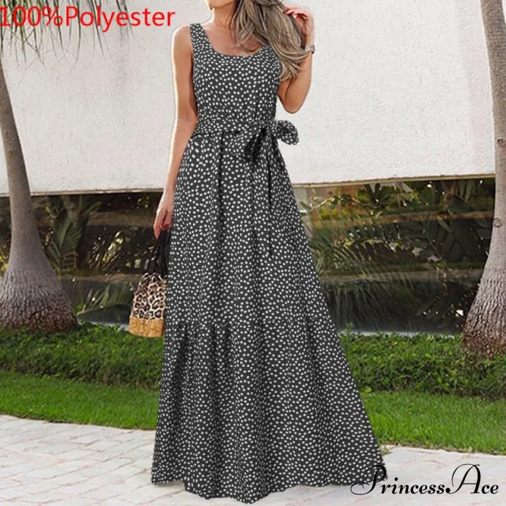 Sexy Party Maxi Sleeveless Floral Print Dress - Image 4