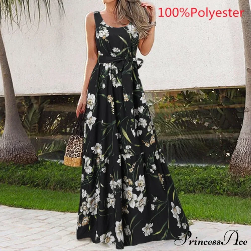 Sexy Party Maxi Sleeveless Floral Print Dress - Image 5