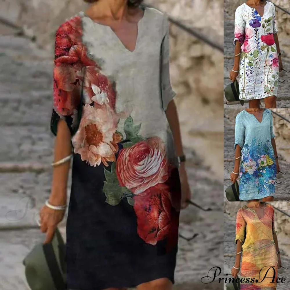 Large Big Printed Boho Casual Party Elegant Dresses - Image 2
