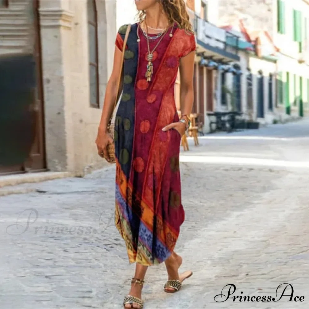 Short Sleeve Bohemian Long Dresses - Image 2