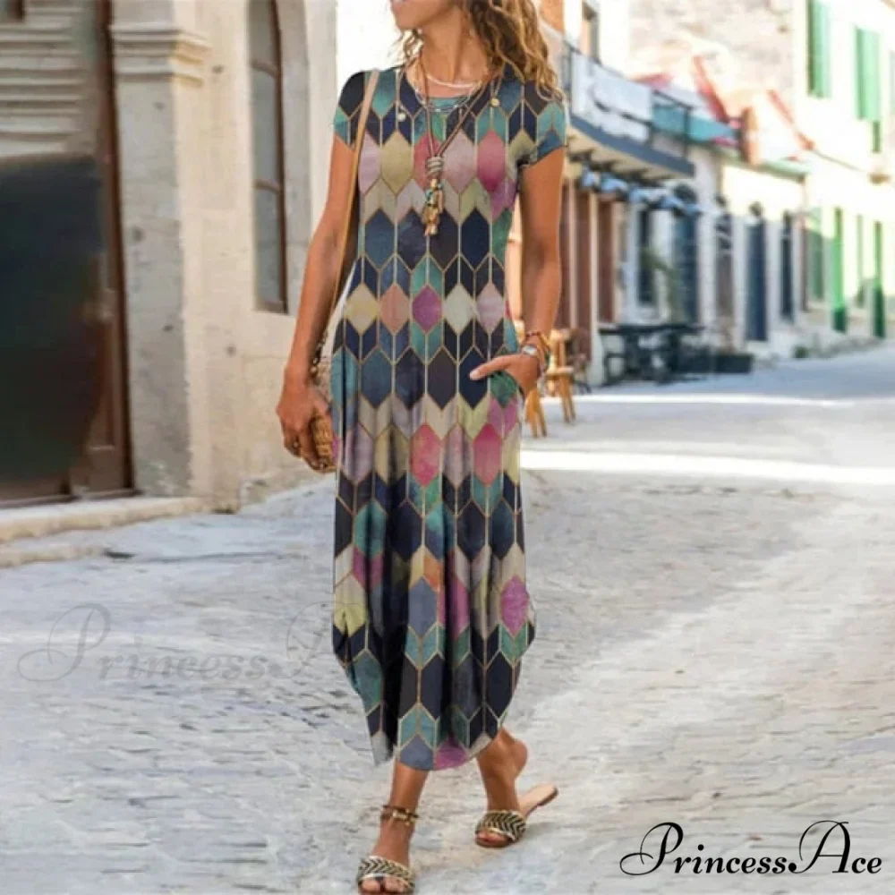 Short Sleeve Bohemian Long Dresses - Image 4